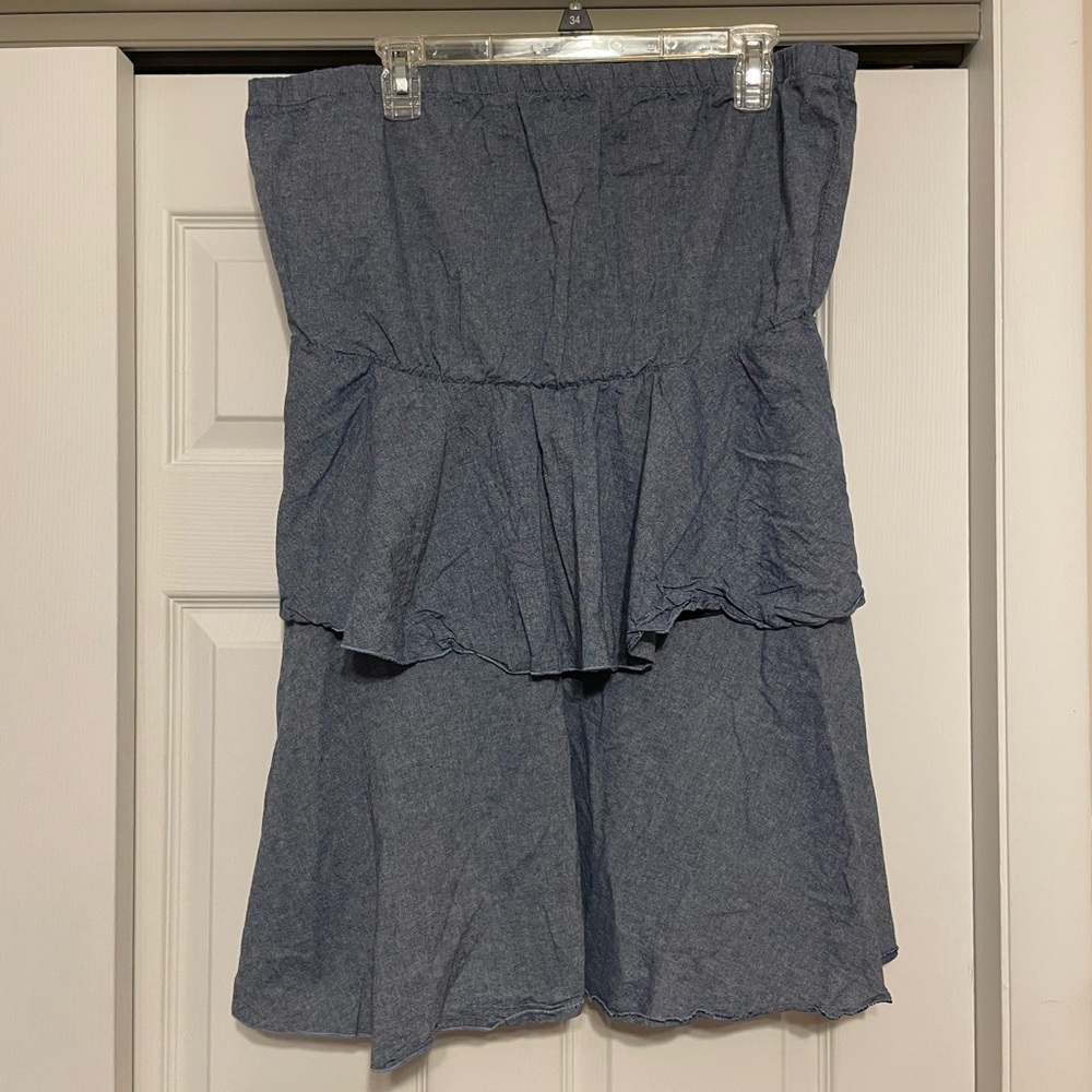 *Dots Blue Strapless Tunic Top - Size 2X